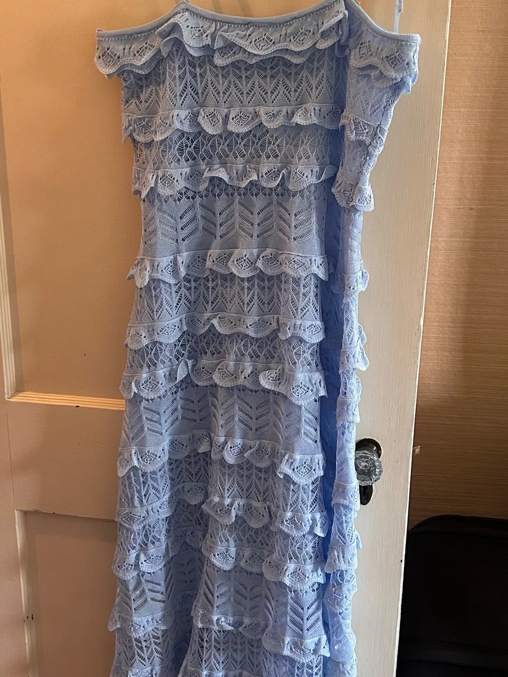 NWT Zara Light Blue Crochet Maxi Dress - Picture 3 of 4